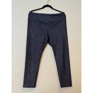 FILA ankle Length Floral Patterned Leggings XXL Black Gray